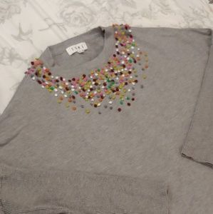 THML grey confetti embroidered sweater 🎉